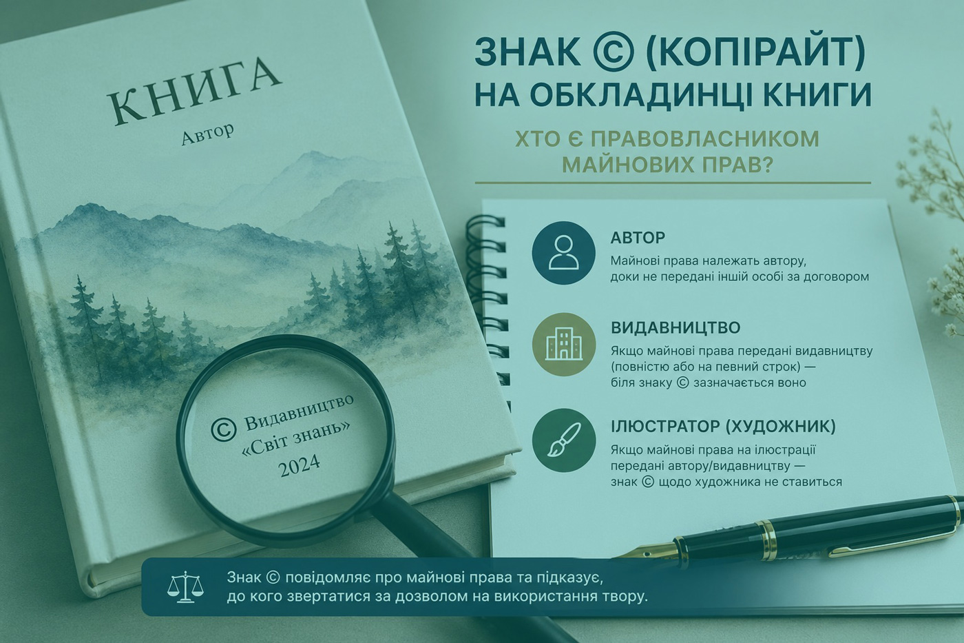Знак © (копірайт) на обкладинці книги: кому належать майнові права