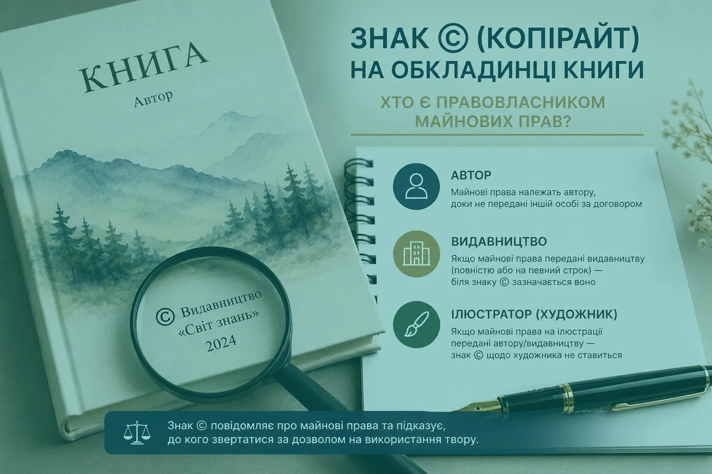 Знак © (копірайт) на обкладинці книги: кому належать майнові права